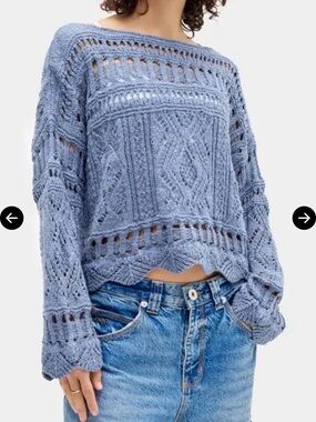 BDG Urban Outfitters Open Stitch Sweater- Blue